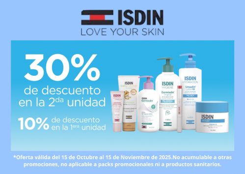Oferta válida del 15 de Octubre al 15 de Noviembre.No acumulable a otras promociones, no aplicable a packs promocionales ni a productos sanitarios.